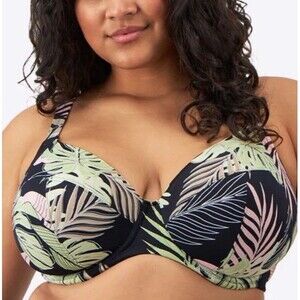 Elomi Dark Tropics Fiji Falls Scoop Bikini Top Size 42G